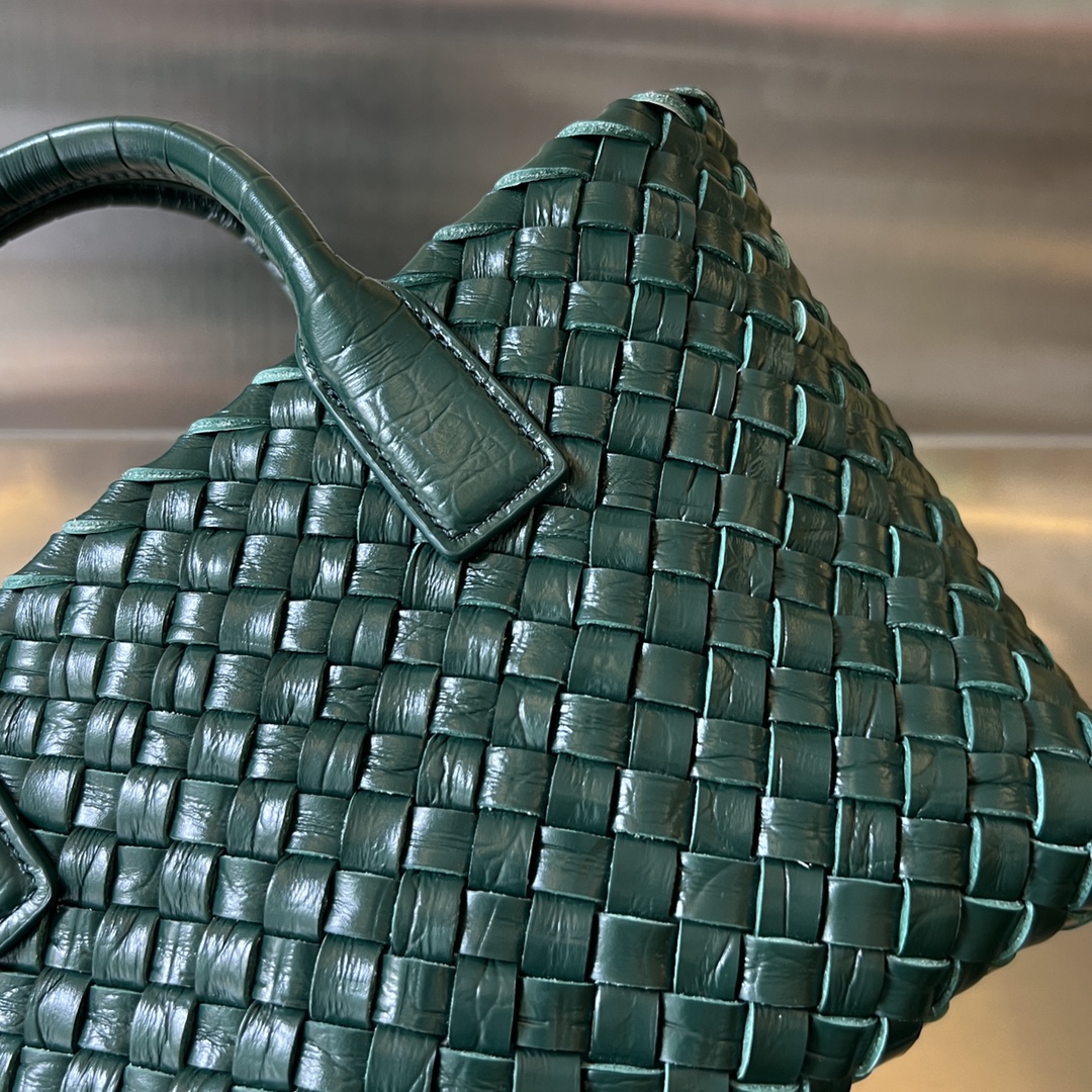 Mini Cabat Intreccio Crocodile Grain Leather Tote Emerald Green